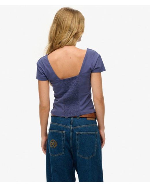 Superdry Blue & Co Cap Sleeve Corset Top