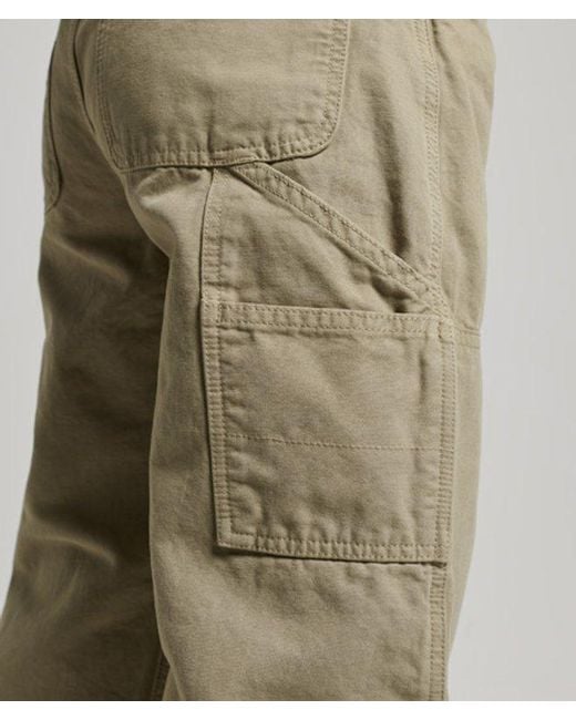 Superdry Natural Ladies Striped Organic Cotton Vintage Wide Carpenter Pants