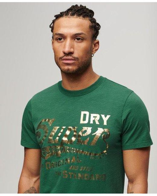 Superdry Green Metallic Workwear Graphic T-shirt for men