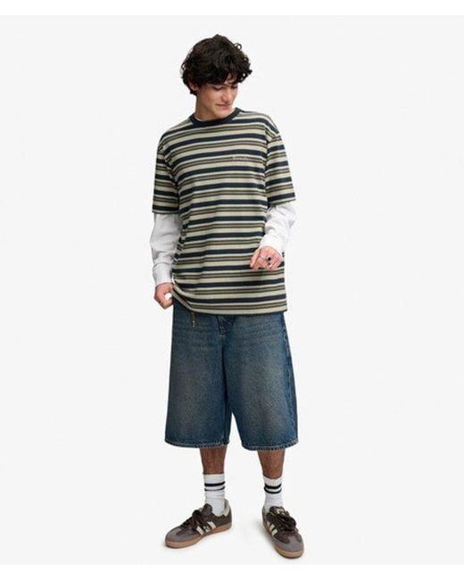 Superdry Green Bench X & Co Bench Boxy Stripe T-shirt for men