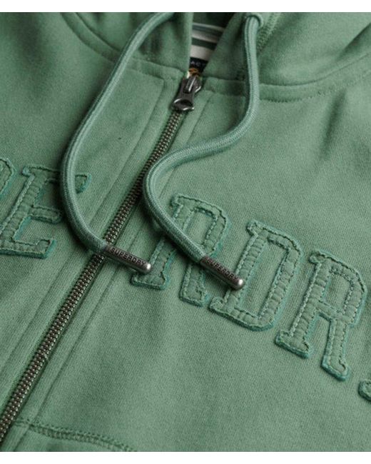 Superdry Green & Co Athletic Essentials Tonal Cropped Zip Hoodie