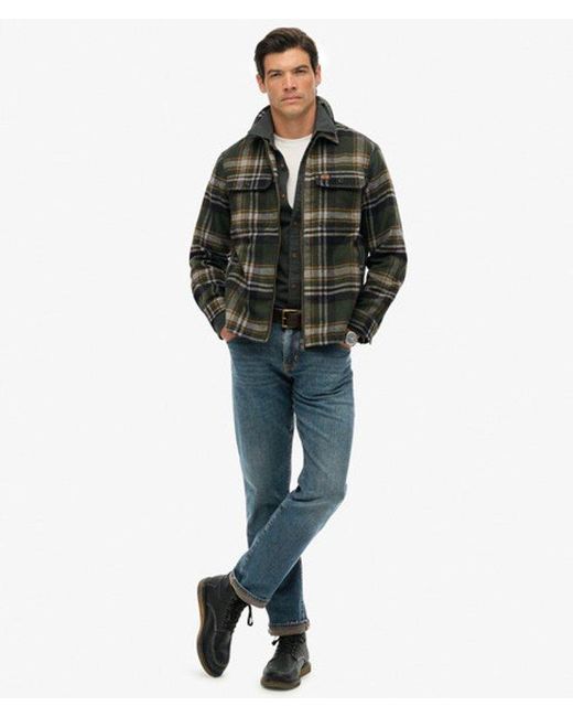 Superdry Green & Co Wool Blend Miller Zip Overshirt for men