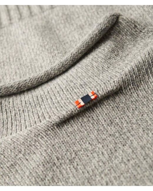 Superdry Gray 90S Roll Neck Jumper for men