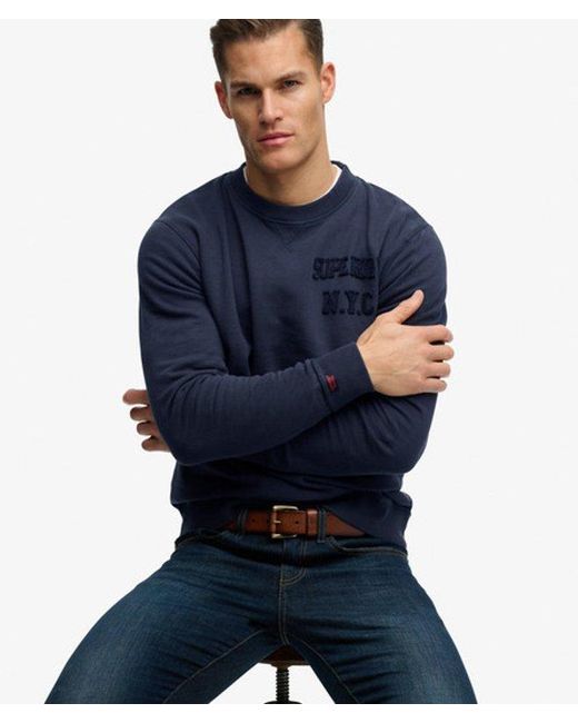 Superdry Blue & Co Vintage Athletic Tonal Crew Sweatshirt for men