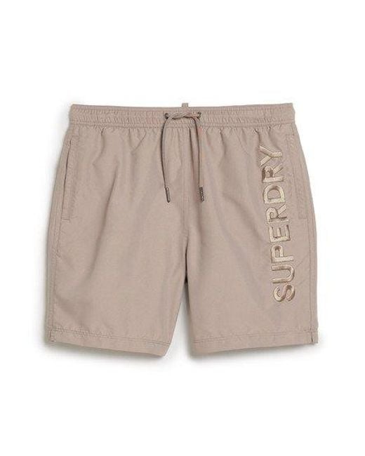 Superdry Natural Premium Embroidered 17-inch Swim Shorts for men