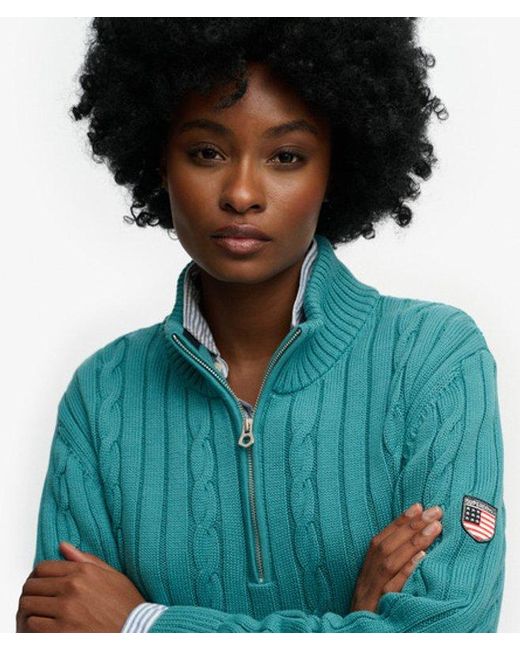 Superdry Blue & Co Slouchy Cable Half Zip Jumper