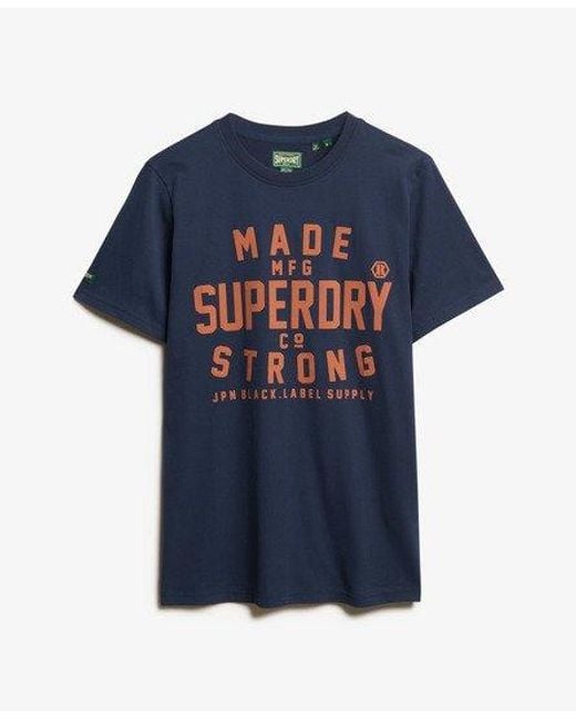 Superdry Blue Machined Goods Workwear T-shirt for men