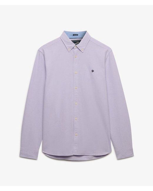 Superdry Purple & Co Preppy Oxford Long Sleeve Shirt for men