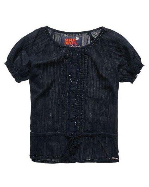 Superdry Black Sequin Luxe Blouse Eclipse