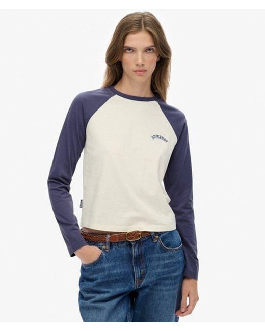 Superdry Blue & Co Essential Logo Long Sleeve Baseball Top