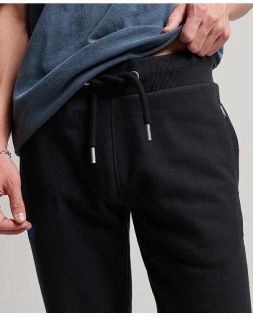 Superdry Black Vintage Logo Embroidered Unbrushed Joggers for men