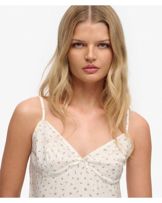 Femme Top À Bretelles Imprimé Taille Superdry en coloris White