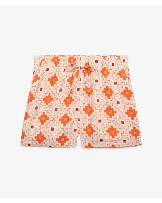 Superdry Orange Cotton Printed Beach Shorts