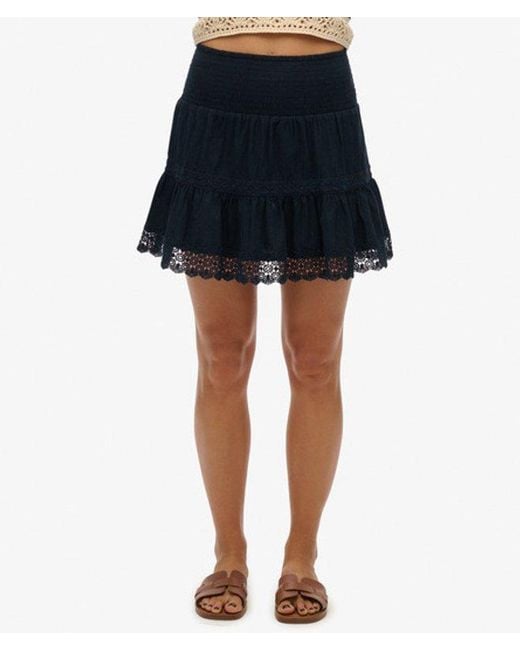 Superdry Blue & Co Ibiza Lace Mix Mini Skirt