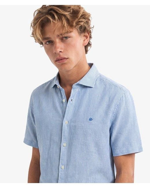 Superdry Blue & Co Riviera Short Sleeve Linen Shirt for men
