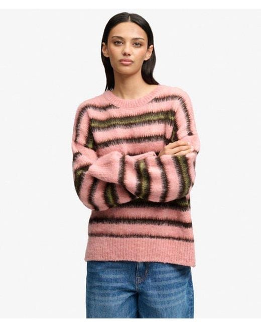 Superdry Red & Co Slouchy Brushed Stripe Knit Jumper