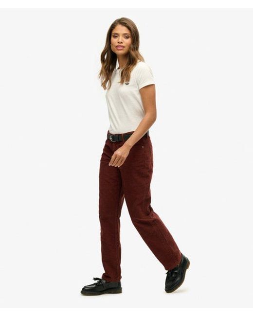 Superdry White Straight Leg Cord Pants Size: 26/32