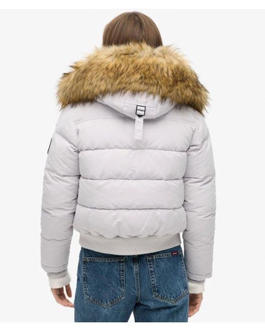 Superdry Gray Everest Hooded Bomber Jacket