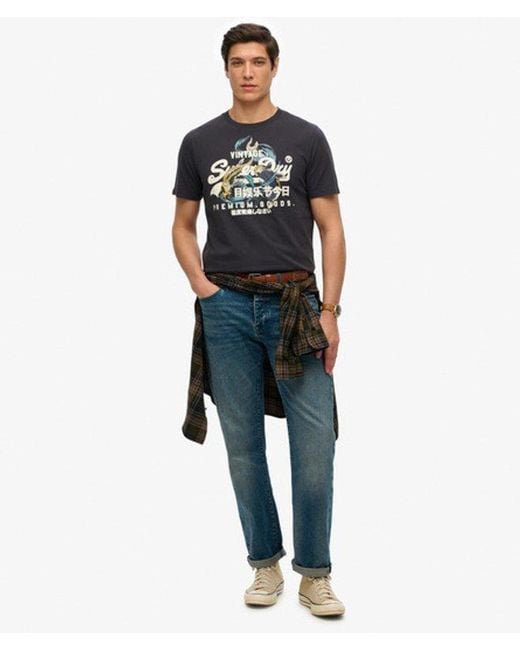 Superdry Blue Vintage Logo Tokyo Relaxed T-Shirt for men