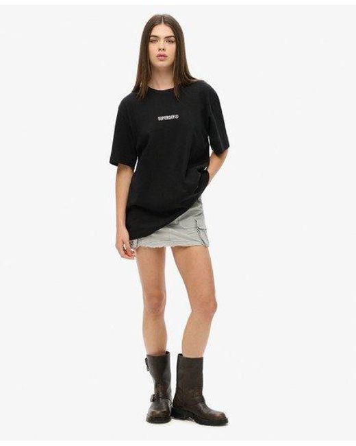 Superdry Black Classic Oversized Micro Logo Graphic T-shirt