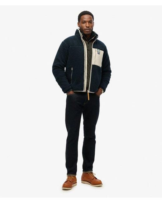 Superdry Blue & Co Vintage Retro Borg Fleece Jacket for men