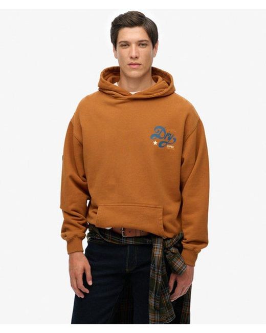 Superdry Brown & Co Tap Room Oversized Hoodie for men