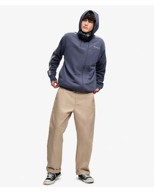 Superdry Blue Bench X & Co Bench Double Zip Hooded Stripe Sweatshirt for men