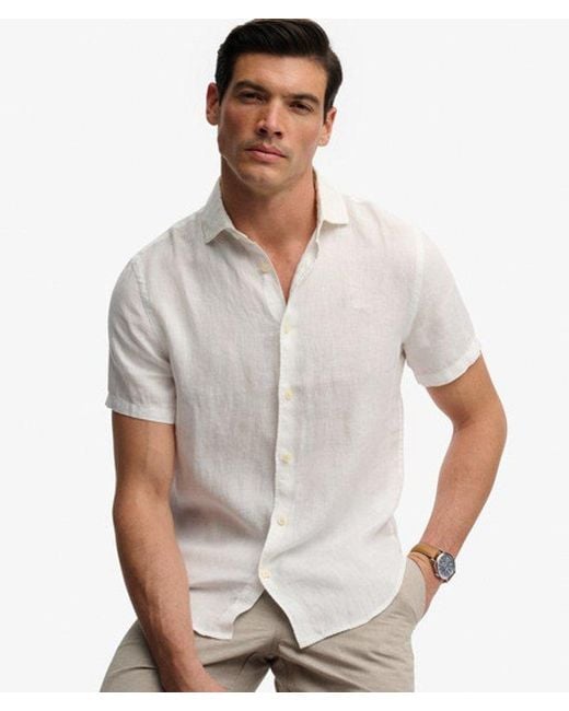 Superdry White & Co Riviera Short Sleeve Linen Shirt for men