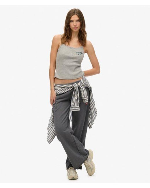 Superdry Gray & Co Athletic Essentials Embroidered Button Cami Top