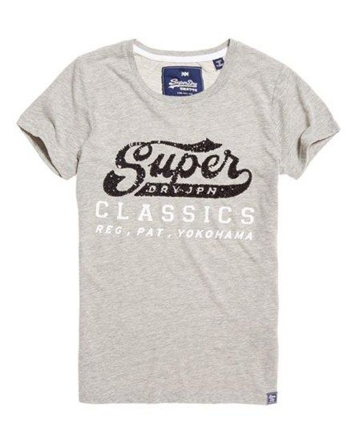 Superdry White Classic Sequin T-Shirt Marl Heather
