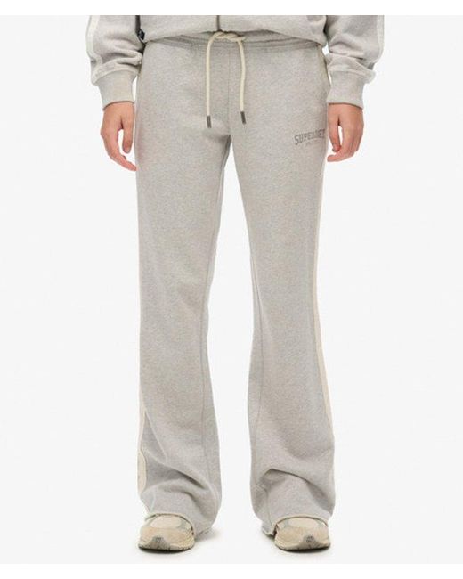 Superdry Athletic joggingbroek Met Wijde Pijpen En Strepen in het Gray