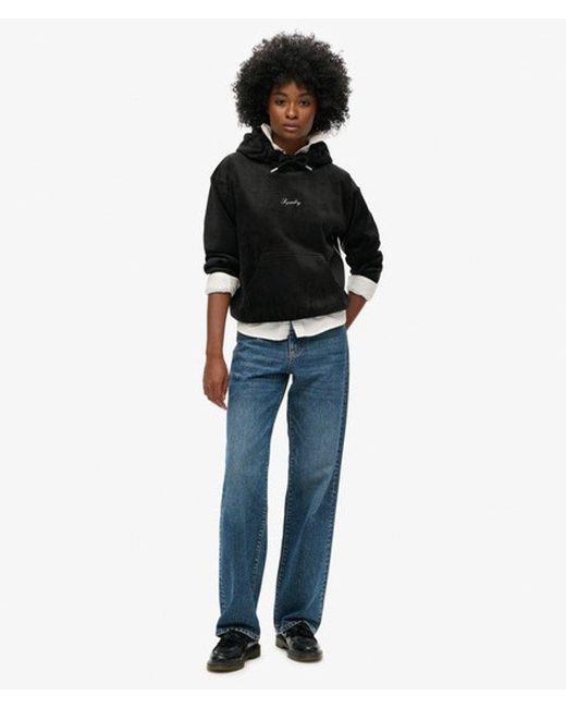 Superdry Black & Co Country Club Velour Loose Hoodie