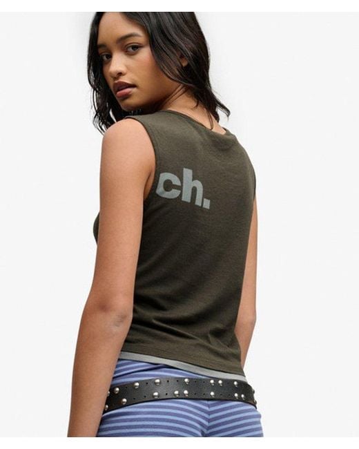 Superdry Gray Bench X & Co Bench Fitted Layer Tank Vest
