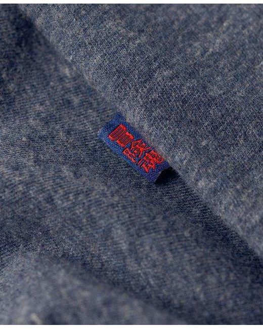 Superdry Blue Organic Cotton Essential Logo V Neck T-shirt for men