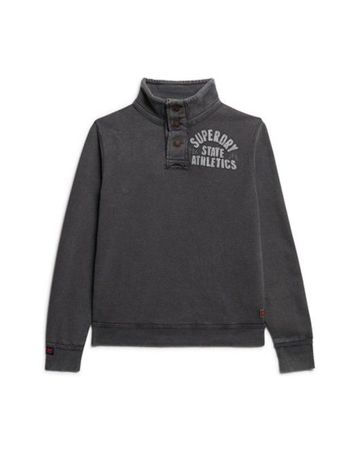 Superdry Gray & Co Classic Embroidered Logo Vintage Athletic Henley Jumper for men