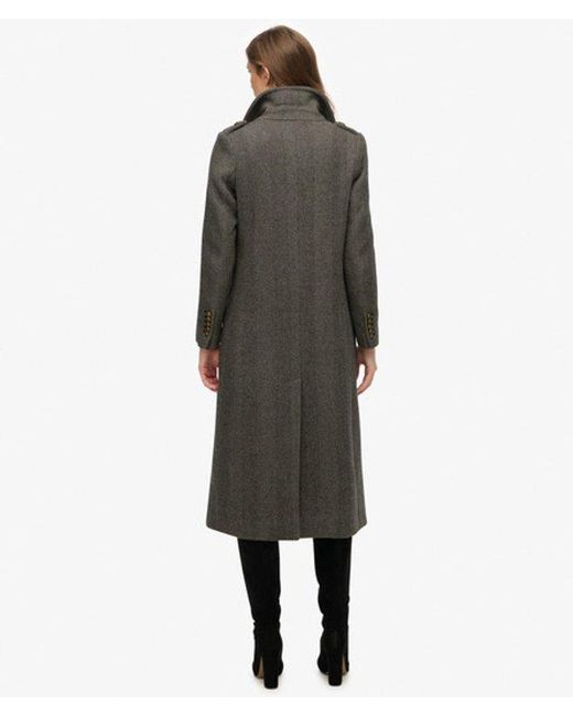 Superdry Black & Co Double Breasted Wool Blend Coat