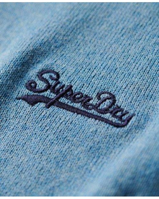 Superdry Blue Henley Cotton Cashmere Knitted Jumper for men