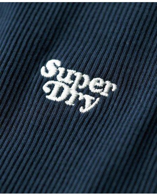 Superdry Blue Rib Bodycon Midi Dress