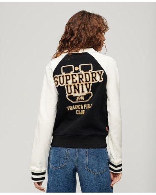Superdry Blue Ladies Lightweight Graphic Embroidered College Jersey Bomber