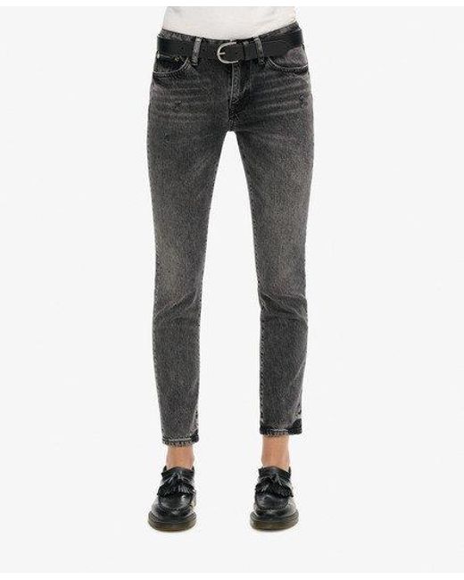 Superdry Black Organic Cotton Mid Rise Slim Jeans