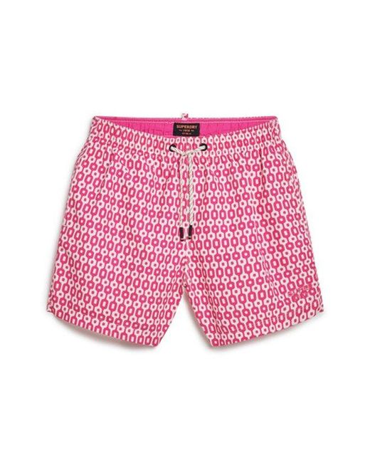 Short de bain recyclé imprimé longueur 38 cm Superdry pour homme en coloris Pink