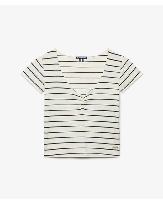 Superdry Blue & Co Athletic Essentials Gathered Pattern Top