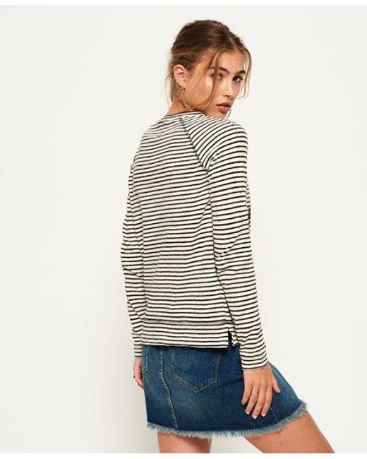 Superdry Gray Amour Stripe Graphic Top Mono Stripe