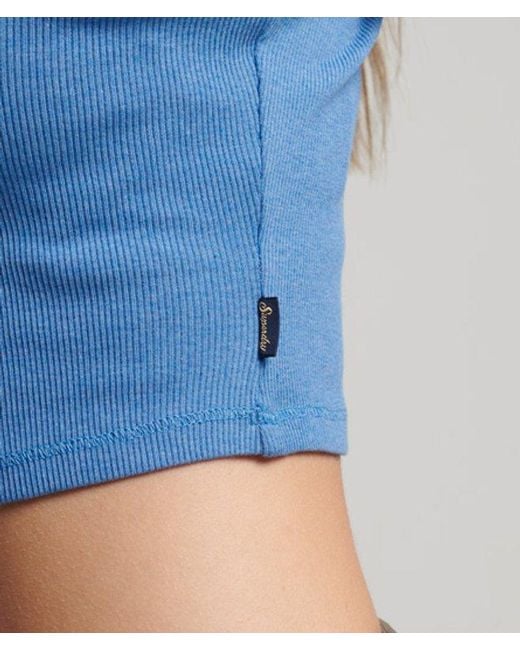 Superdry Blue & Co Rib Lace Trim Cami Top