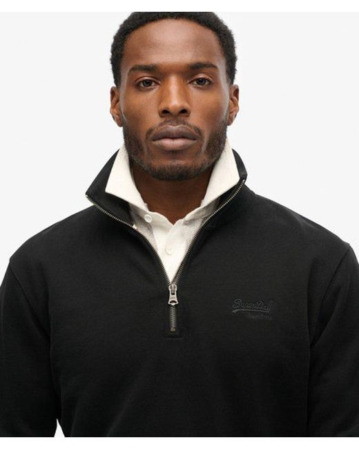 Superdry Black & Co Essential Logo Half Zip Sweatshirt for men