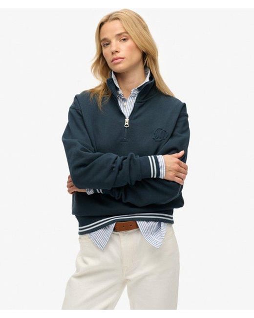 Sweat-shirt Superdry Femme Polaire Country Club - Demi-fermeture éclair, Col Haut, Poches Zippées, Coupe Décontractée