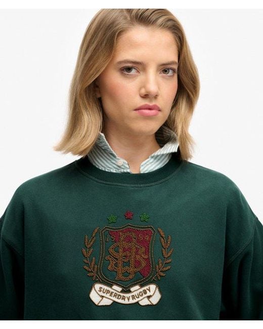Superdry Green Crest Loose Crew