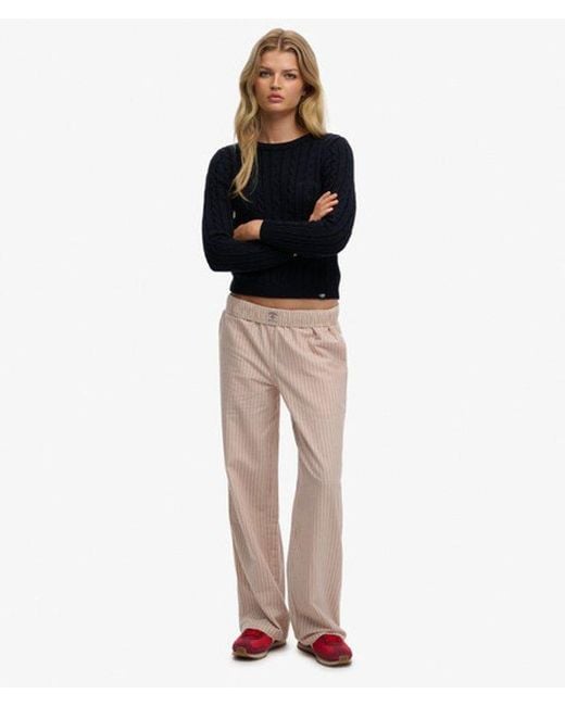 Superdry Black & Co Organic Cotton Stripe Elasticated Trousers