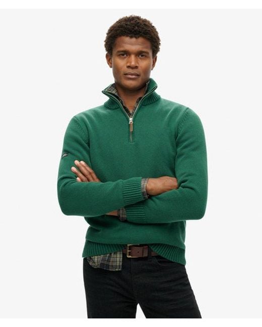 Superdry Green & Co Cotton Classics Half-zip Knitted Jumper for men