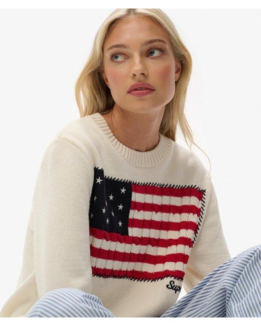 Superdry Red & Co Athletic Essentials Americana Flag Crew Knit